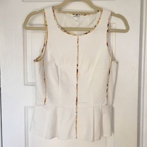 Club Monaco peplum white blouse with floral detail